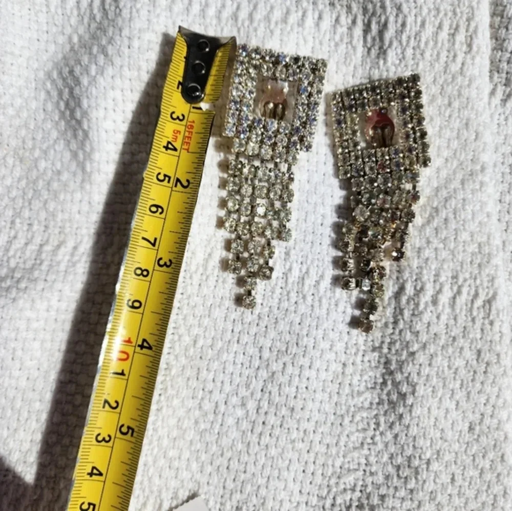 Vintage Geometric Rhinestone‎ drop earrings